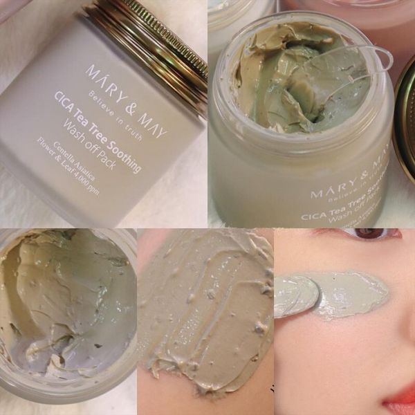 Заспокійлива глиняна маска для обличчя Mary & May Cica Tea Tree Soothing Wash Off Pack  11337 фото