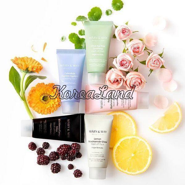 Набор масок для лица Mary & May Wash Off Mask Mini Gift Set (+ кисточка) 12690 фото