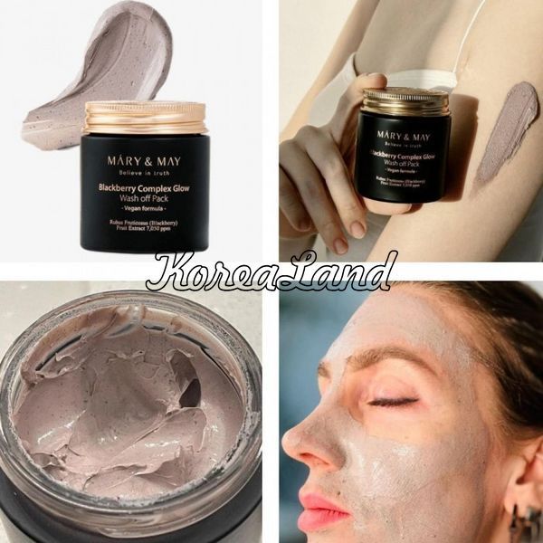 Антиоксидантна глиняна маска з ожиною Mary & May Blackberry Complex Glow Wash Off Mask 11337/4 фото