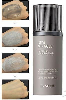 Киснева бульбашкова маска з чорними перлами The Saem Gem Miracle Black Pearl O2 Bubble Mask 12214 фото