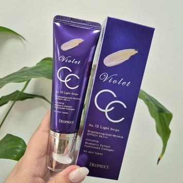 СС-крем с экстрактом черники и коллагеном Deoproce Violet CC Cream SPF50+ PA++++ #13 Light Beige 12070 фото
